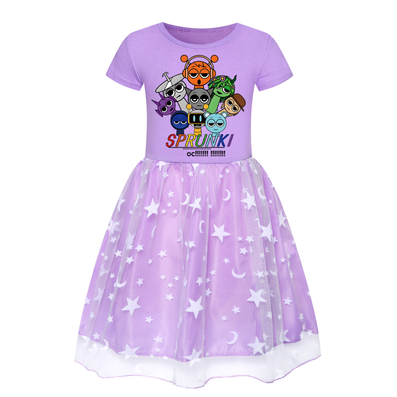 Girls Sprunki Costume Dress Rainbow Stars Tutu Skirts Birthday Party Fancy Dress - Picture 10 of 15