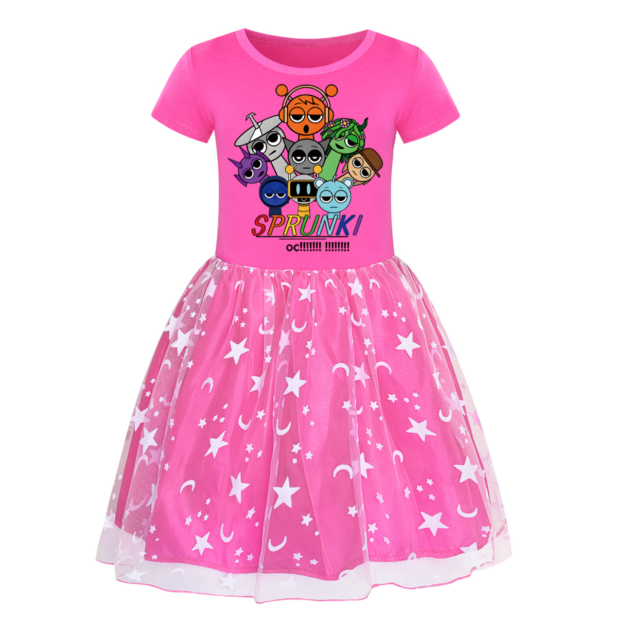 Girls Sprunki Costume Dress Rainbow Stars Tutu Skirts Birthday Party Fancy Dress - Picture 11 of 15