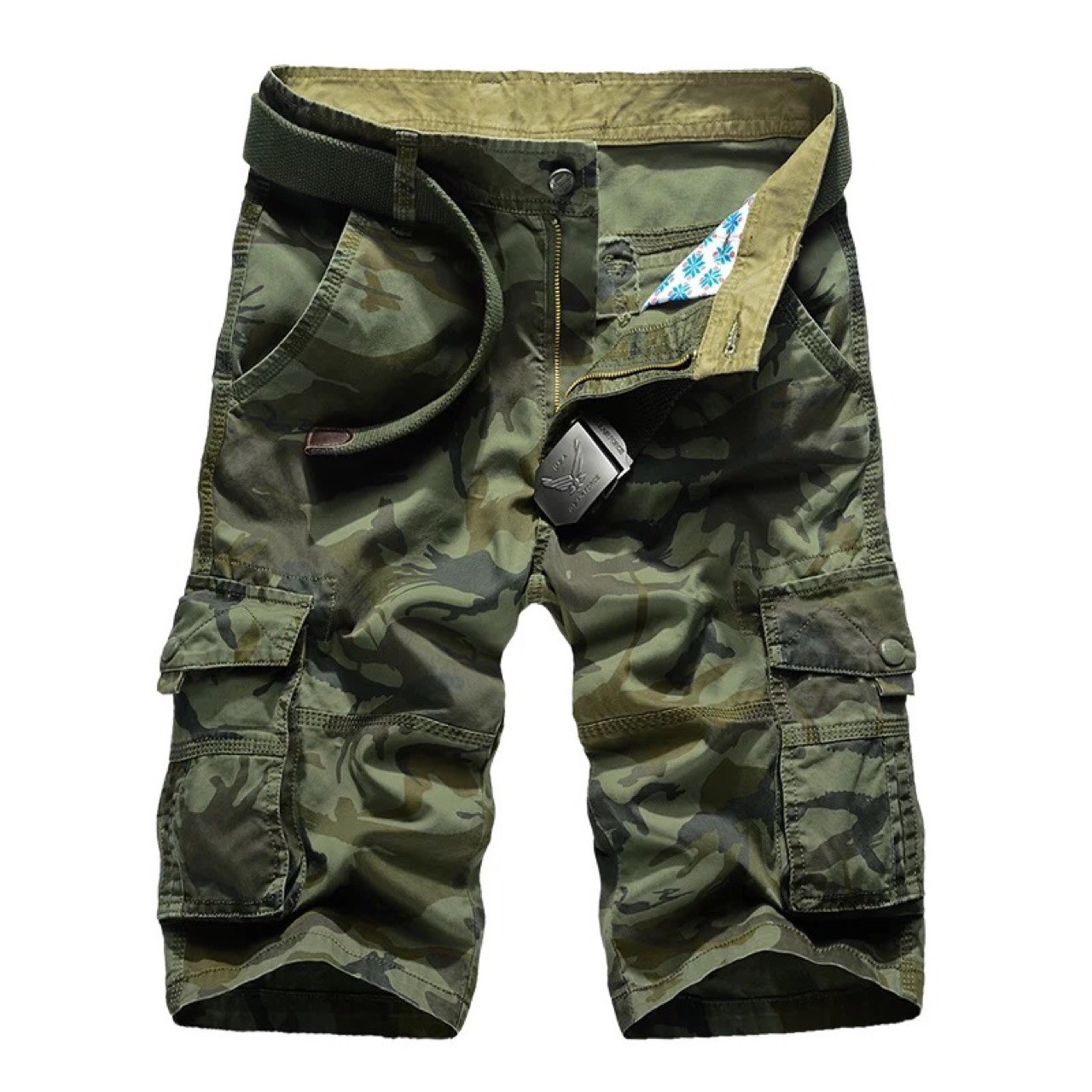 Herren Militär Shorts Armee Tarnmuster Patchwork Kampf Cargo Baumwolle Sport Shorts Hose - Bild 10 von 10