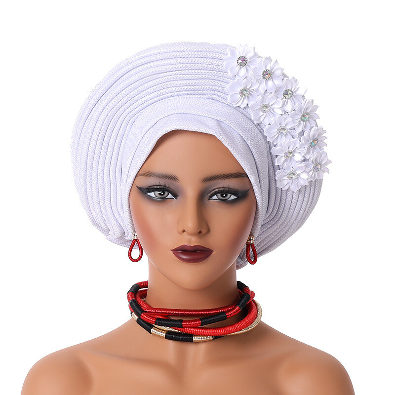 Gorra de hiyab africana para mujer Aso Oke Gele sombrero automático boda gorro cabeza envolvente - Imagen 22 de 89