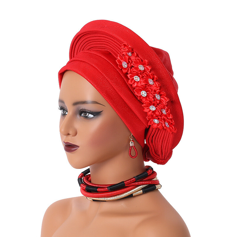 Gorra de hiyab africana para mujer Aso Oke Gele sombrero automático boda gorro cabeza envolvente - Imagen 24 de 89