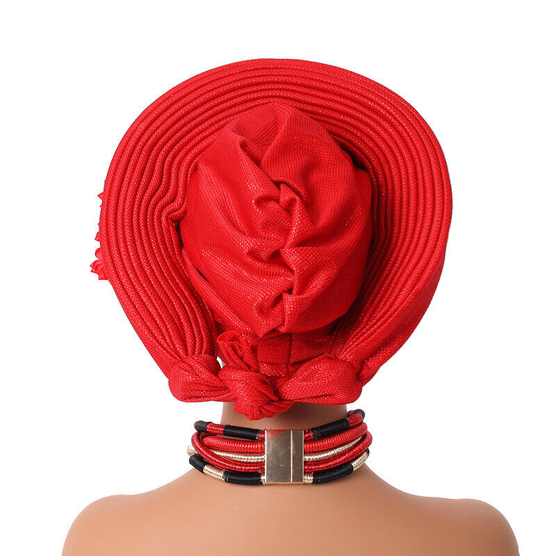 Gorra de hiyab africana para mujer Aso Oke Gele sombrero automático boda gorro cabeza envolvente - Imagen 25 de 89