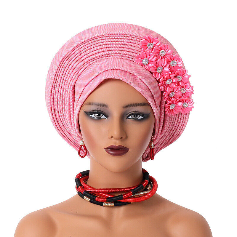 Gorra de hiyab africana para mujer Aso Oke Gele sombrero automático boda gorro cabeza envolvente - Imagen 27 de 89
