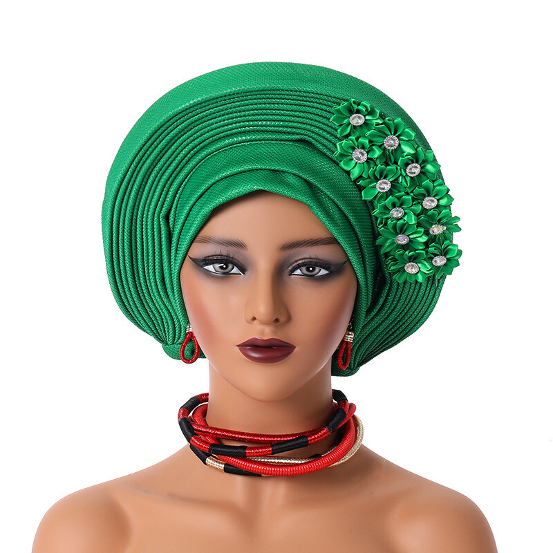 Gorra de hiyab africana para mujer Aso Oke Gele sombrero automático boda gorro cabeza envolvente - Imagen 29 de 89