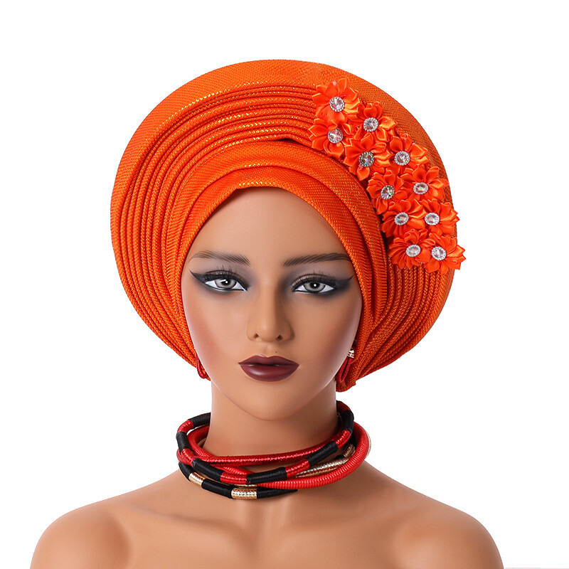Gorra de hiyab africana para mujer Aso Oke Gele sombrero automático boda gorro cabeza envolvente - Imagen 31 de 89