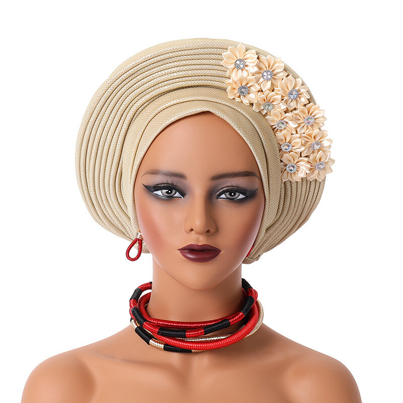 Gorra de hiyab africana para mujer Aso Oke Gele sombrero automático boda gorro cabeza envolvente - Imagen 34 de 89
