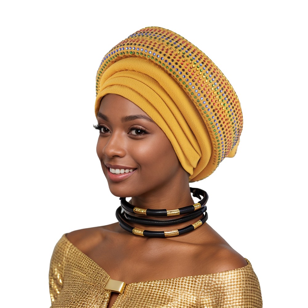 Gorra de hiyab africana para mujer Aso Oke Gele sombrero automático boda gorro cabeza envolvente - Imagen 49 de 89