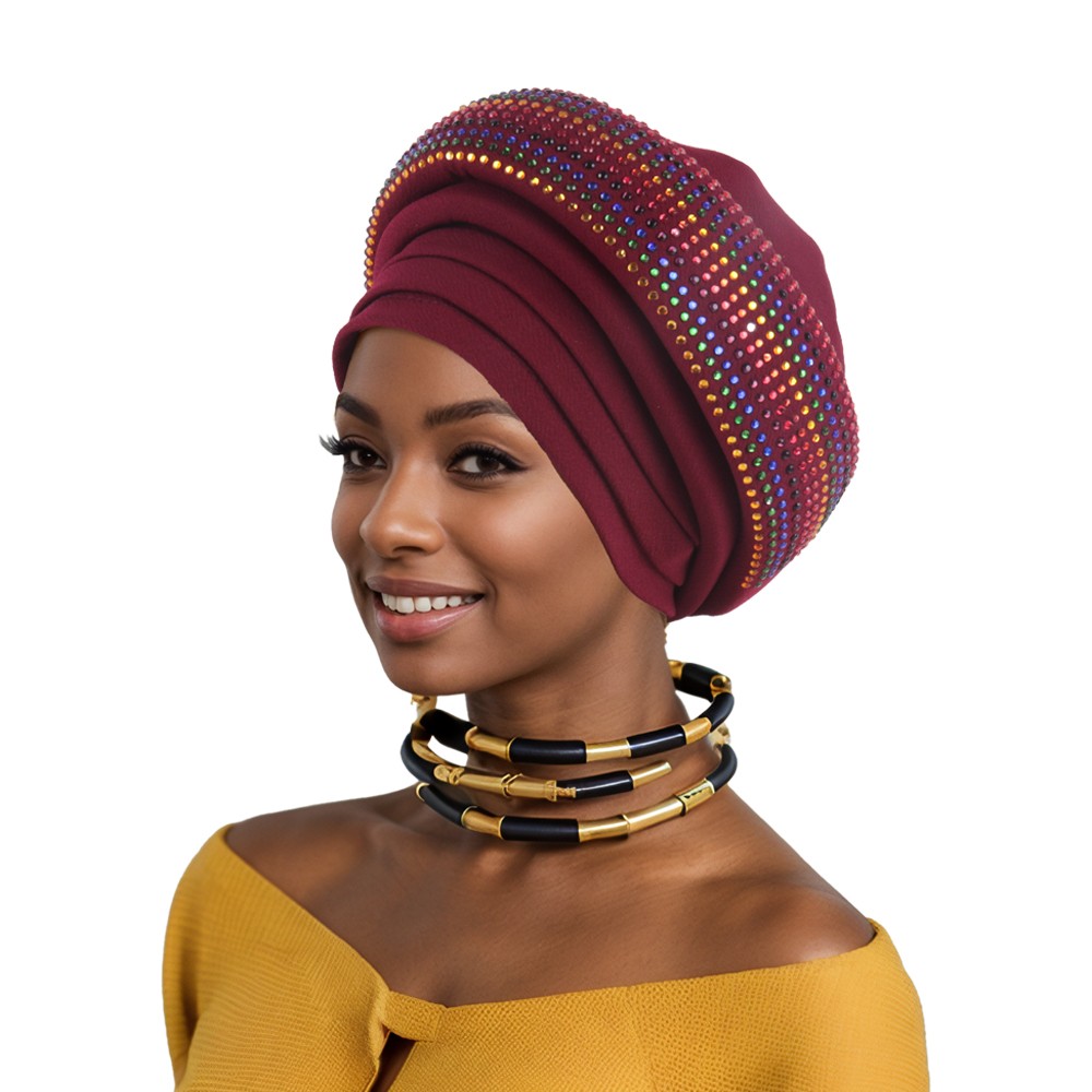 Gorra de hiyab africana para mujer Aso Oke Gele sombrero automático boda gorro cabeza envolvente - Imagen 50 de 89