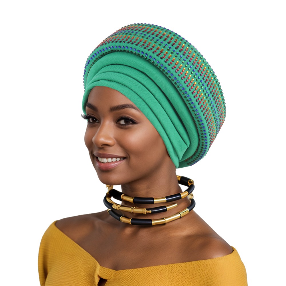 Gorra de hiyab africana para mujer Aso Oke Gele sombrero automático boda gorro cabeza envolvente - Imagen 52 de 89
