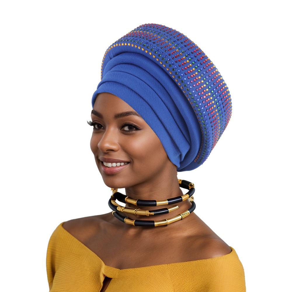 Gorra de hiyab africana para mujer Aso Oke Gele sombrero automático boda gorro cabeza envolvente - Imagen 54 de 89