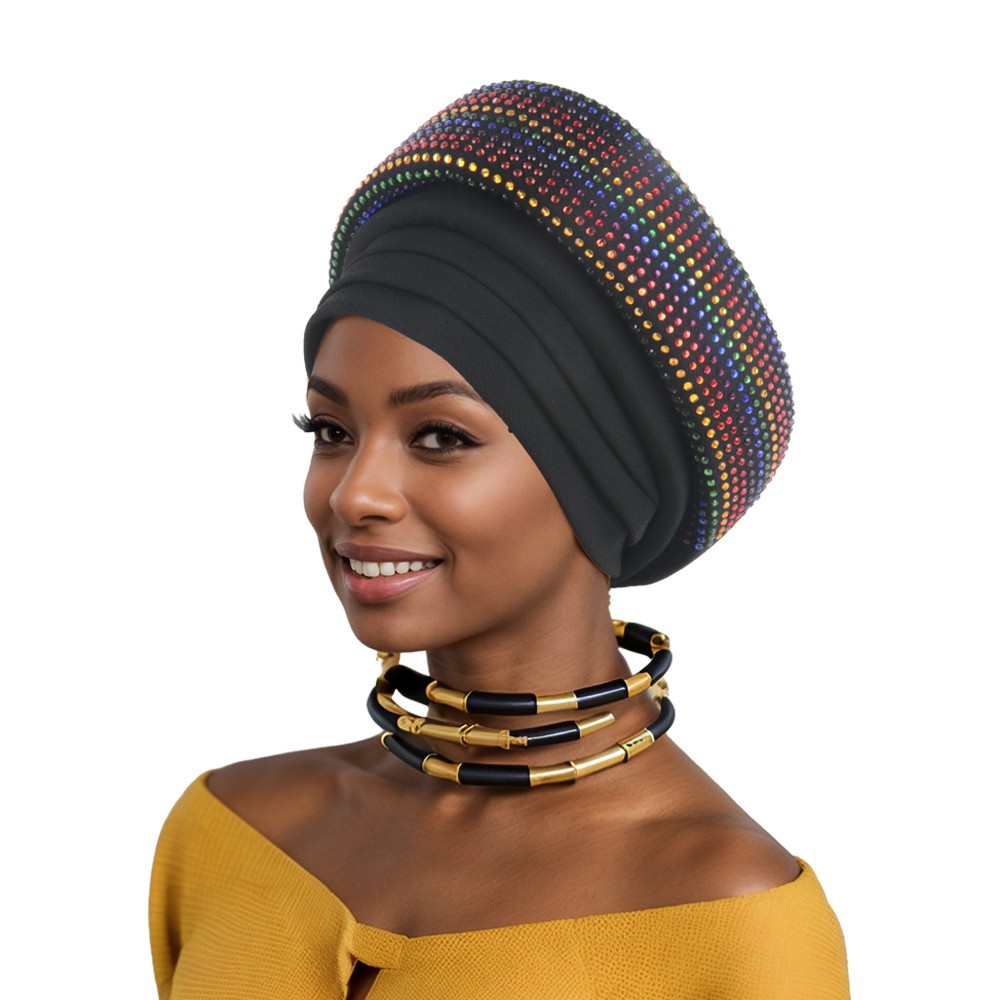 Gorra de hiyab africana para mujer Aso Oke Gele sombrero automático boda gorro cabeza envolvente - Imagen 55 de 89