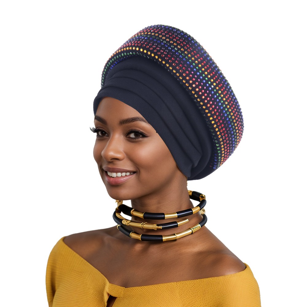 Gorra de hiyab africana para mujer Aso Oke Gele sombrero automático boda gorro cabeza envolvente - Imagen 56 de 89