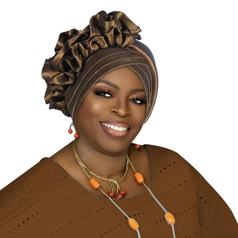 Gorra de hiyab africana para mujer Aso Oke Gele sombrero automático boda gorro cabeza envolvente - Imagen 73 de 89