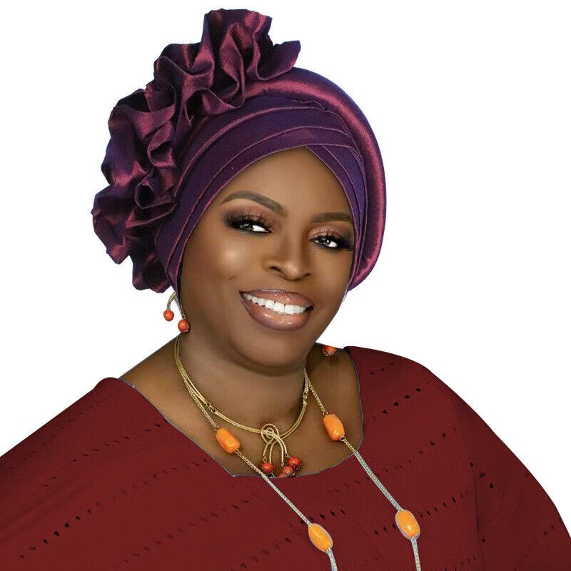 Gorra de hiyab africana para mujer Aso Oke Gele sombrero automático boda gorro cabeza envolvente - Imagen 77 de 89
