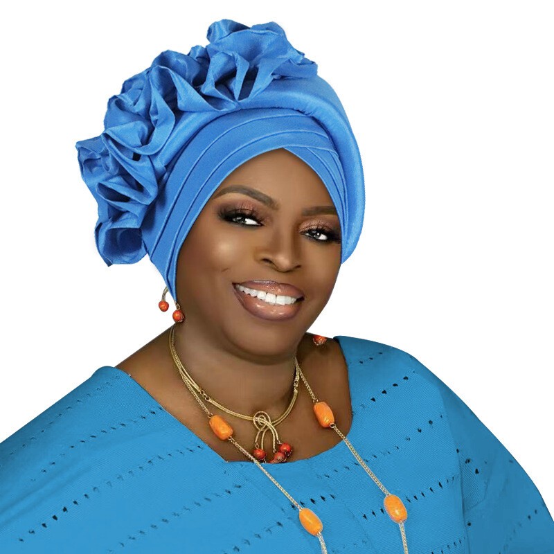 Gorra de hiyab africana para mujer Aso Oke Gele sombrero automático boda gorro cabeza envolvente - Imagen 79 de 89