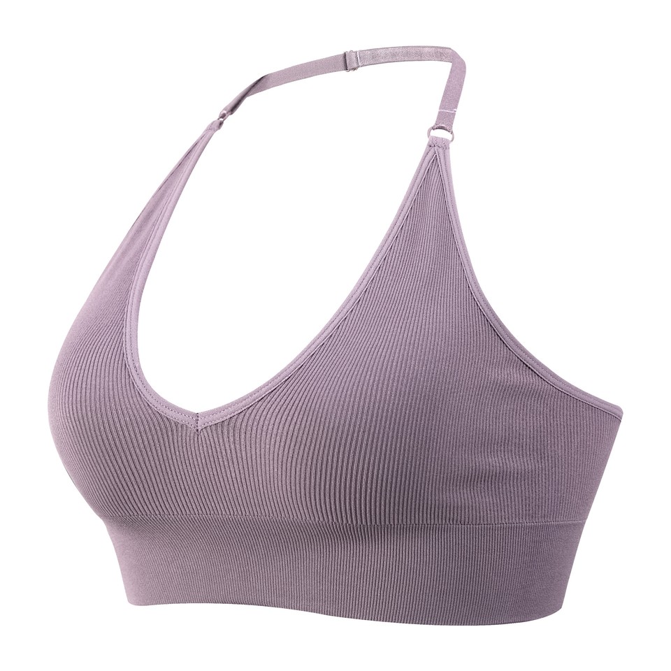 Deep V Sexy Triangle Cup Seamless Sports Bra Halter Neck Adjustable Underwear UK