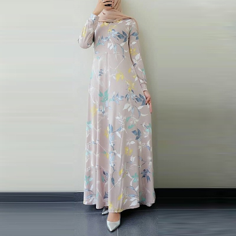 Women Muslim Casual Abaya Long Sleeve Maxi Dress Kaftan Dubai Party Islamic Gown - Picture 7 of 9
