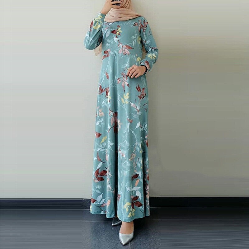 Women Muslim Casual Abaya Long Sleeve Maxi Dress Kaftan Dubai Party Islamic Gown - Picture 8 of 9