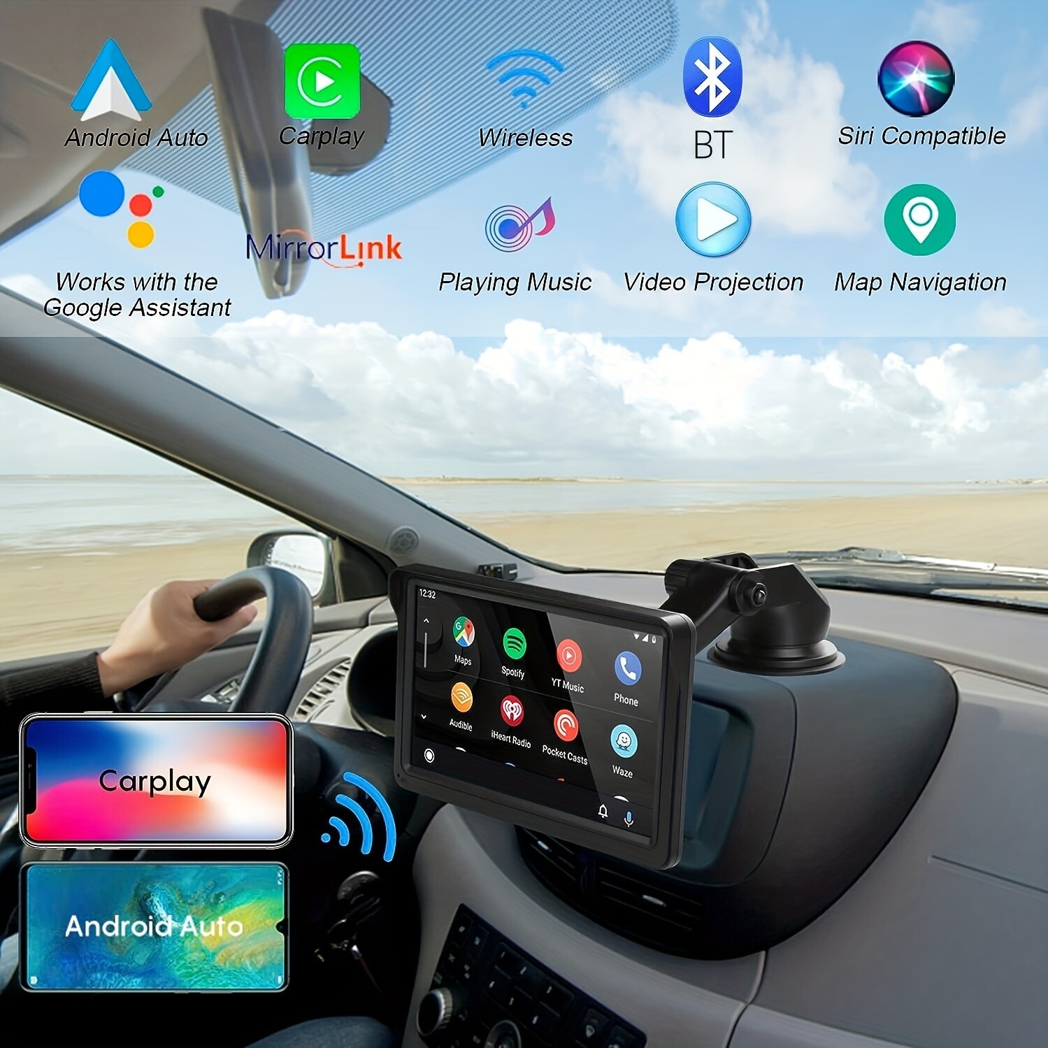 Portable car stereo wireless Carplay Android automatic 7 “touchscreen MP5 player