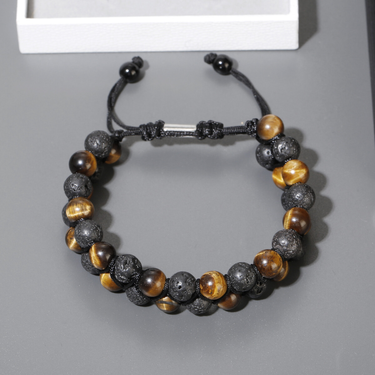 Double Row Triple Stone Beads Protection Crystal Healing Energy Bracelet for Men - Picture 14 of 26