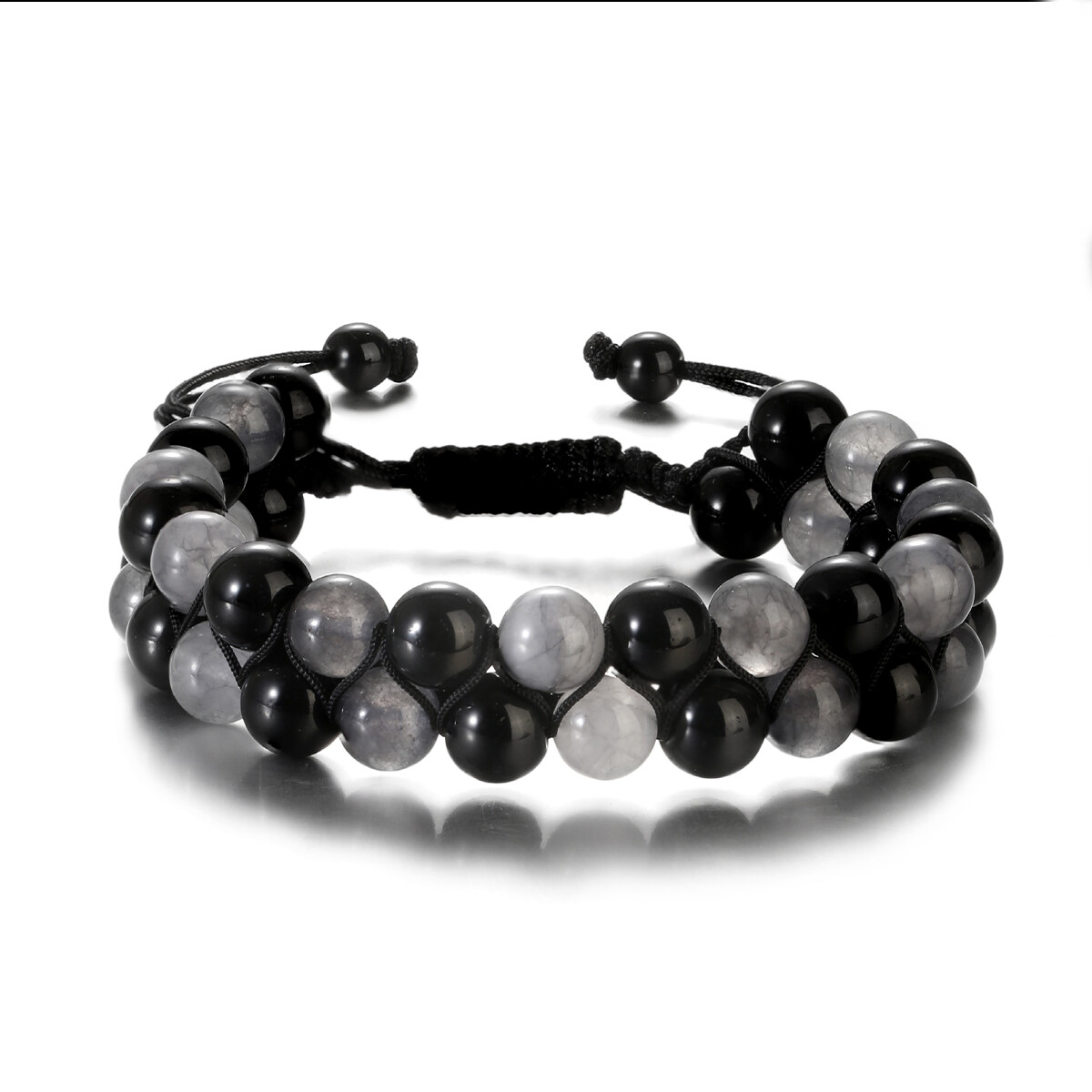 Double Row Triple Stone Beads Protection Crystal Healing Energy Bracelet for Men - Picture 19 of 26