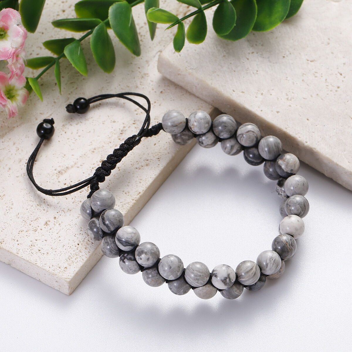 Double Row Triple Stone Beads Protection Crystal Healing Energy Bracelet for Men - Picture 26 of 26