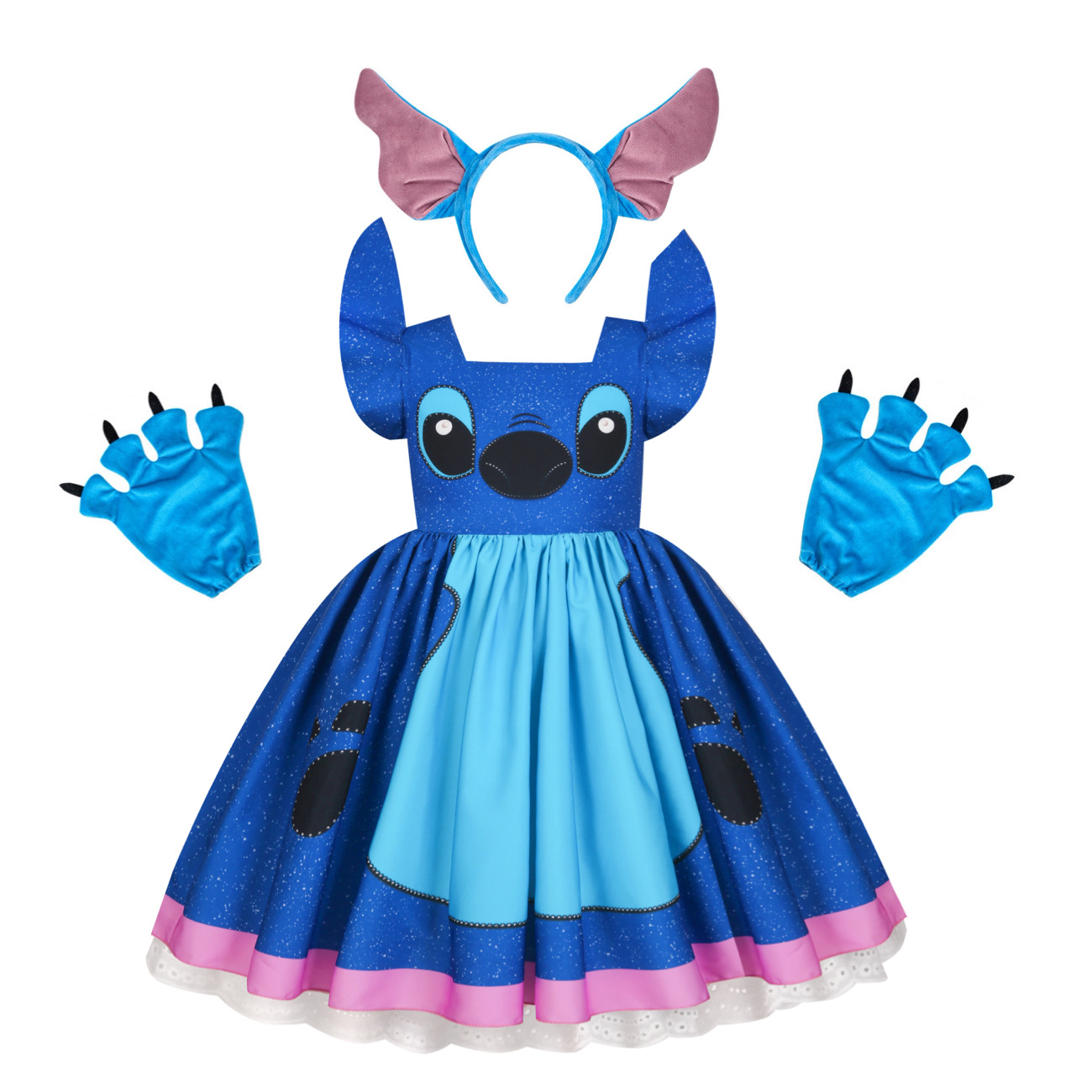 2025 Girls Lilo Angel Stitch Costume Skirt Princess Party Cosplay Fancy Dress - Picture 17 of 22