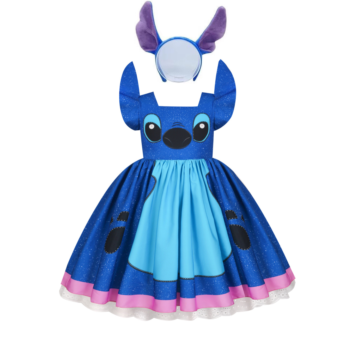 2025 Girls Lilo Angel Stitch Costume Skirt Princess Party Cosplay Fancy Dress - Picture 15 of 22