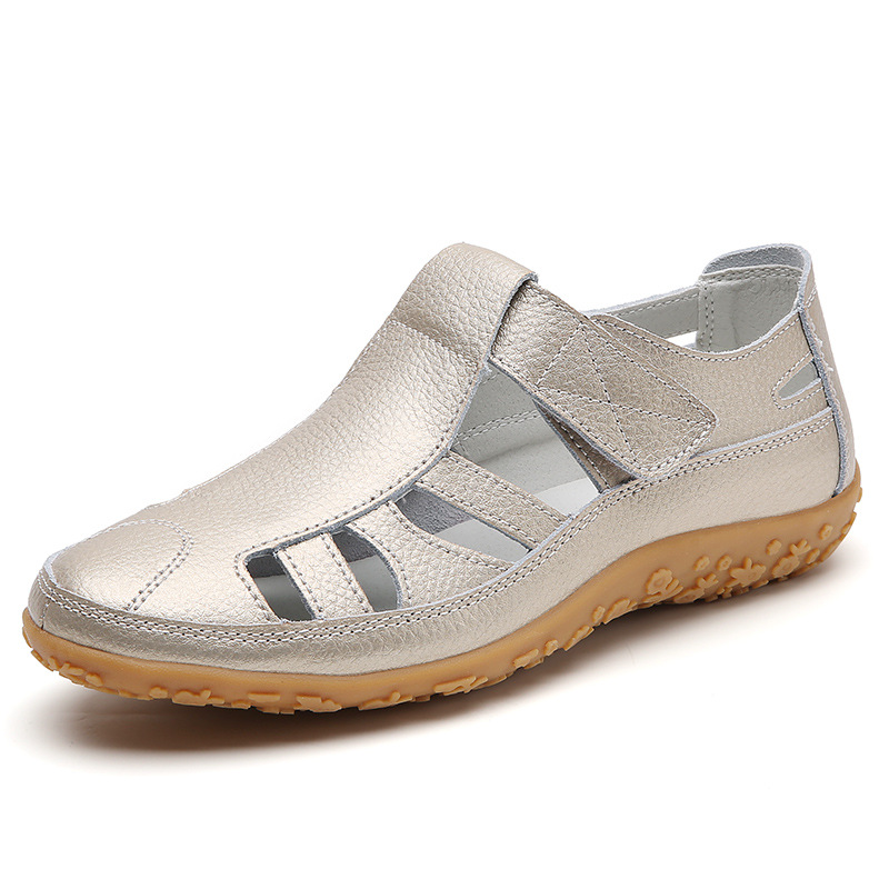 Ladies Summer Sandal Hollow Flat Sandals Womens Nonslip Closed Toe Beach Shoes