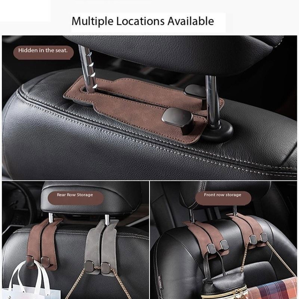 Flexible Leather Car Seat Back Headrest Storage Dual Hooks Hanger Holder Bracket - Picture 33 of 33