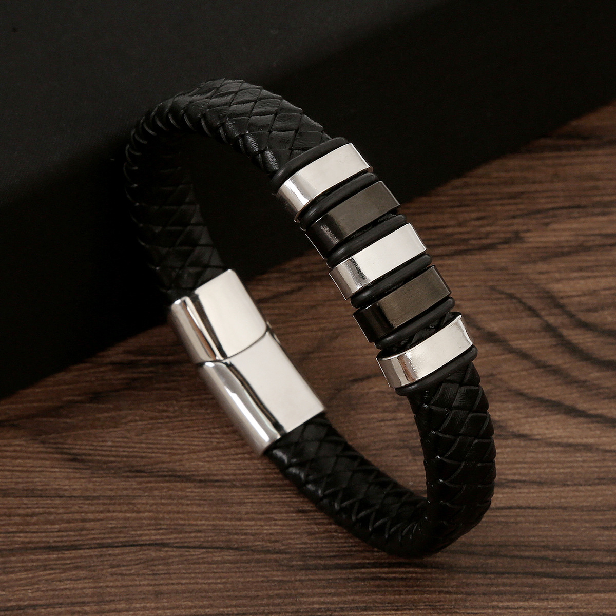 Leather hand woven bracelet, men's bracelet, women's stainless steel accessory - Picture 16 of 16