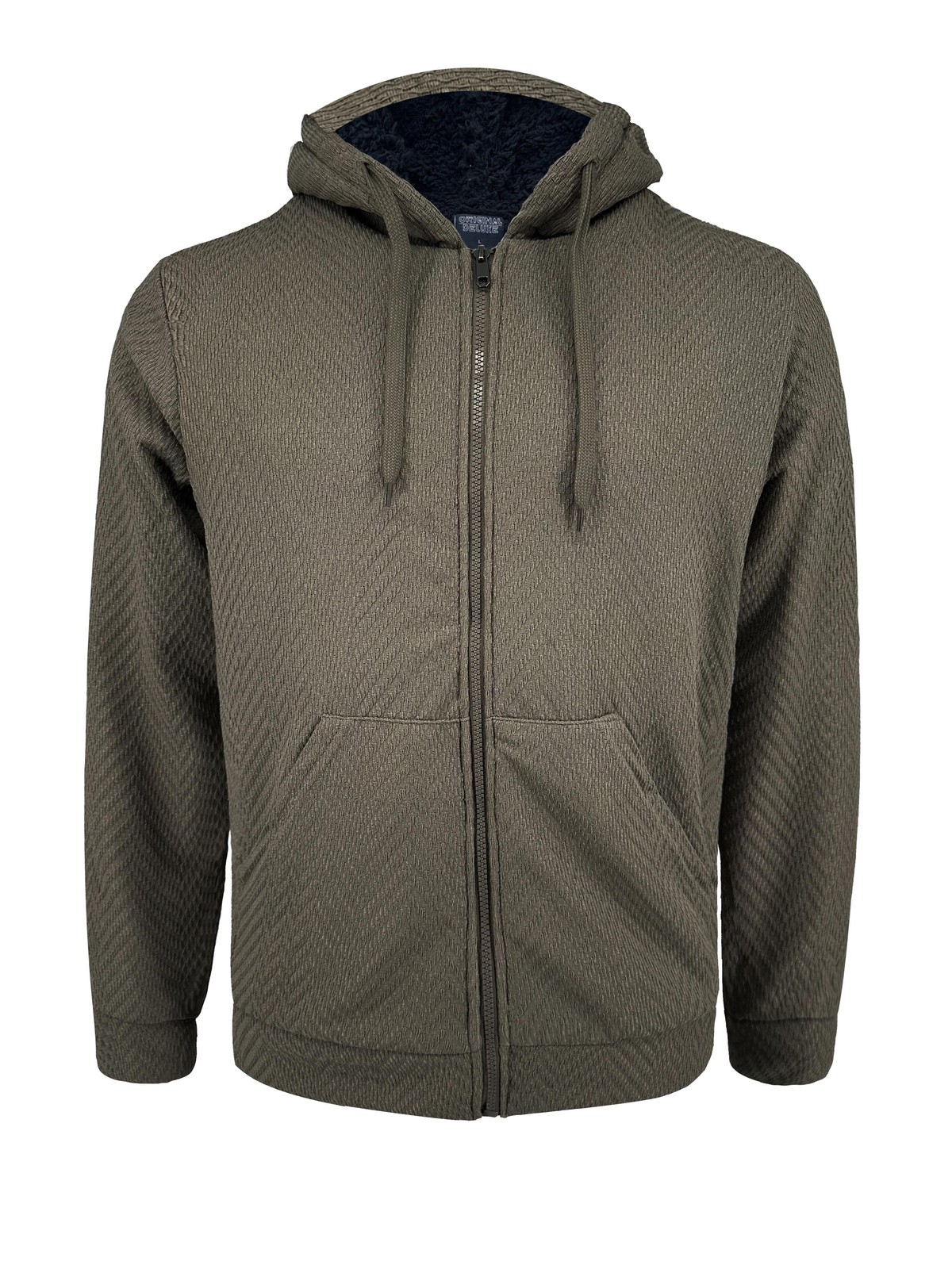 Jacquard Textured Hooded Jacket with Sherpa Lined Keep Warm - Picture 7 of 16