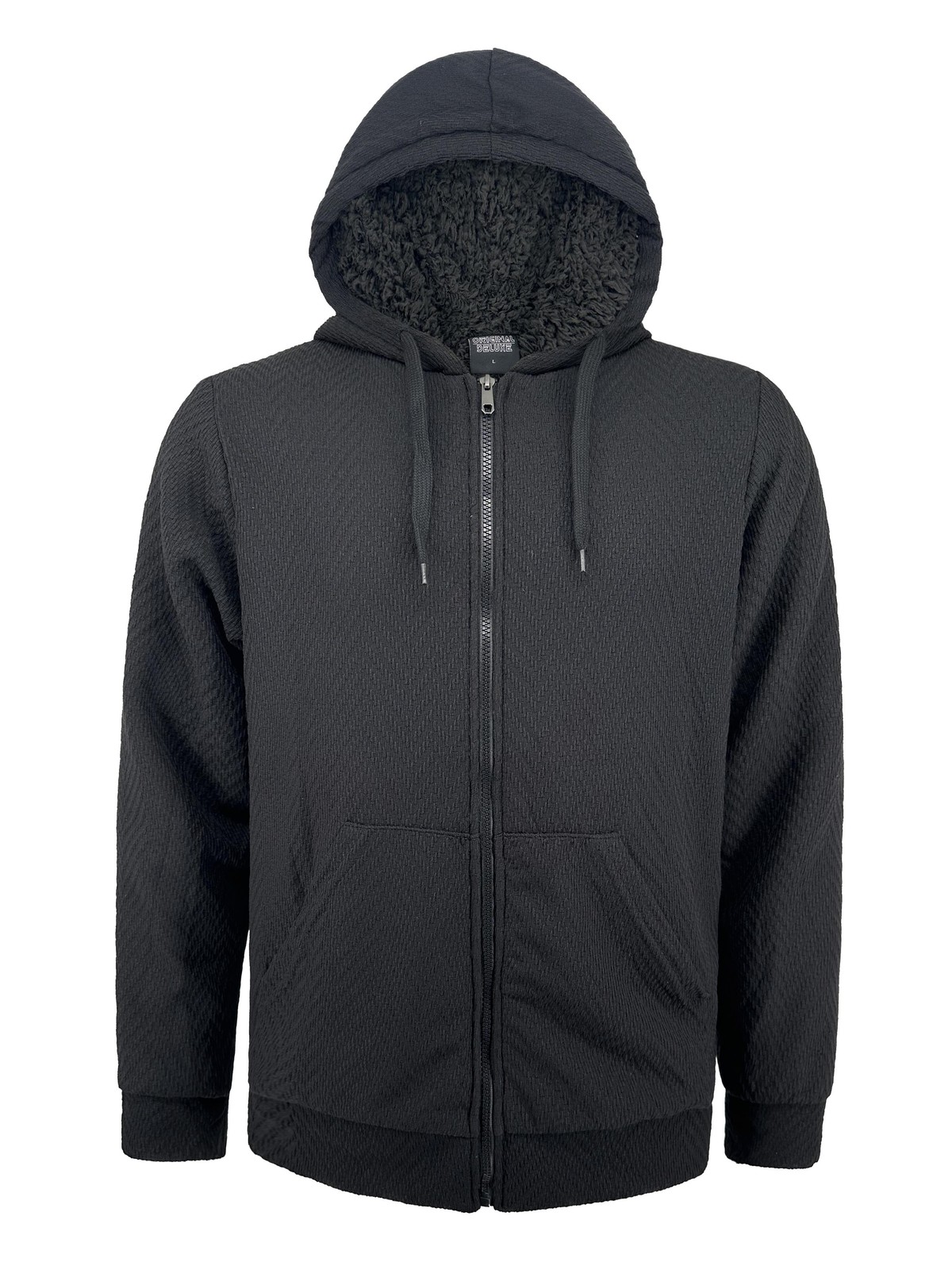 Jacquard Textured Hooded Jacket with Sherpa Lined Keep Warm - Picture 10 of 16