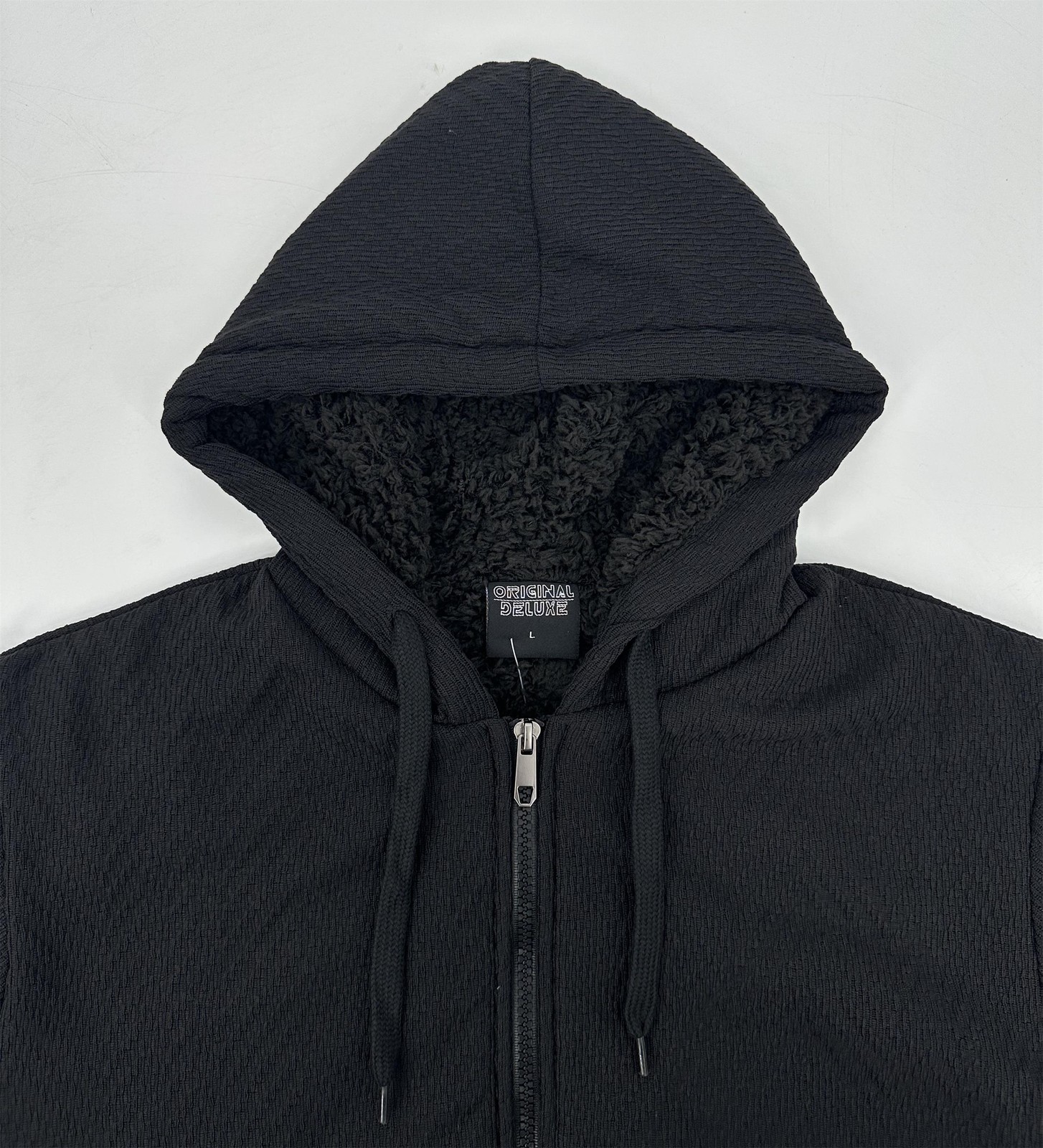 Jacquard Textured Hooded Jacket with Sherpa Lined Keep Warm - Picture 12 of 16