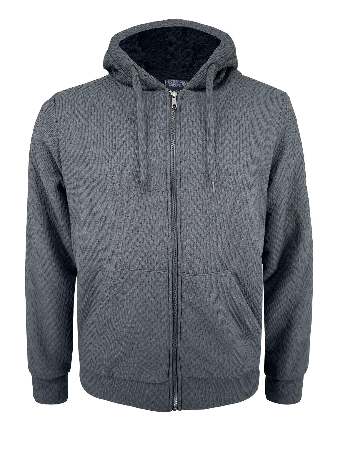 Jacquard Textured Hooded Jacket with Sherpa Lined Keep Warm - Picture 14 of 16