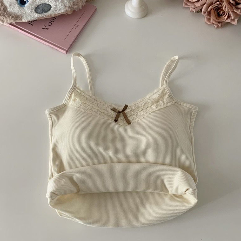 Women's Lace Trim Camisole with Built-in Bra Comfortable Summer Top - Picture 25 of 28