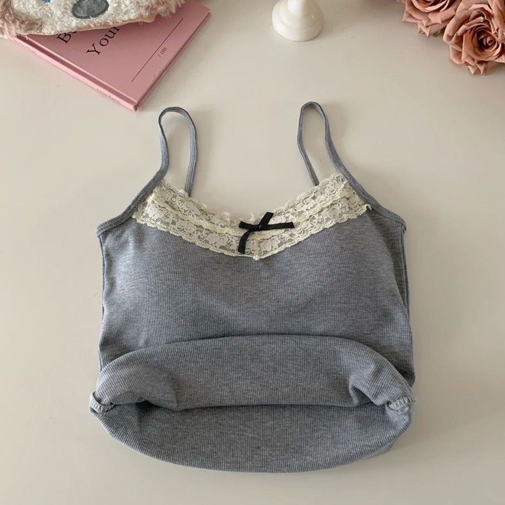 Women's Lace Trim Camisole with Built-in Bra Comfortable Summer Top - Picture 26 of 28