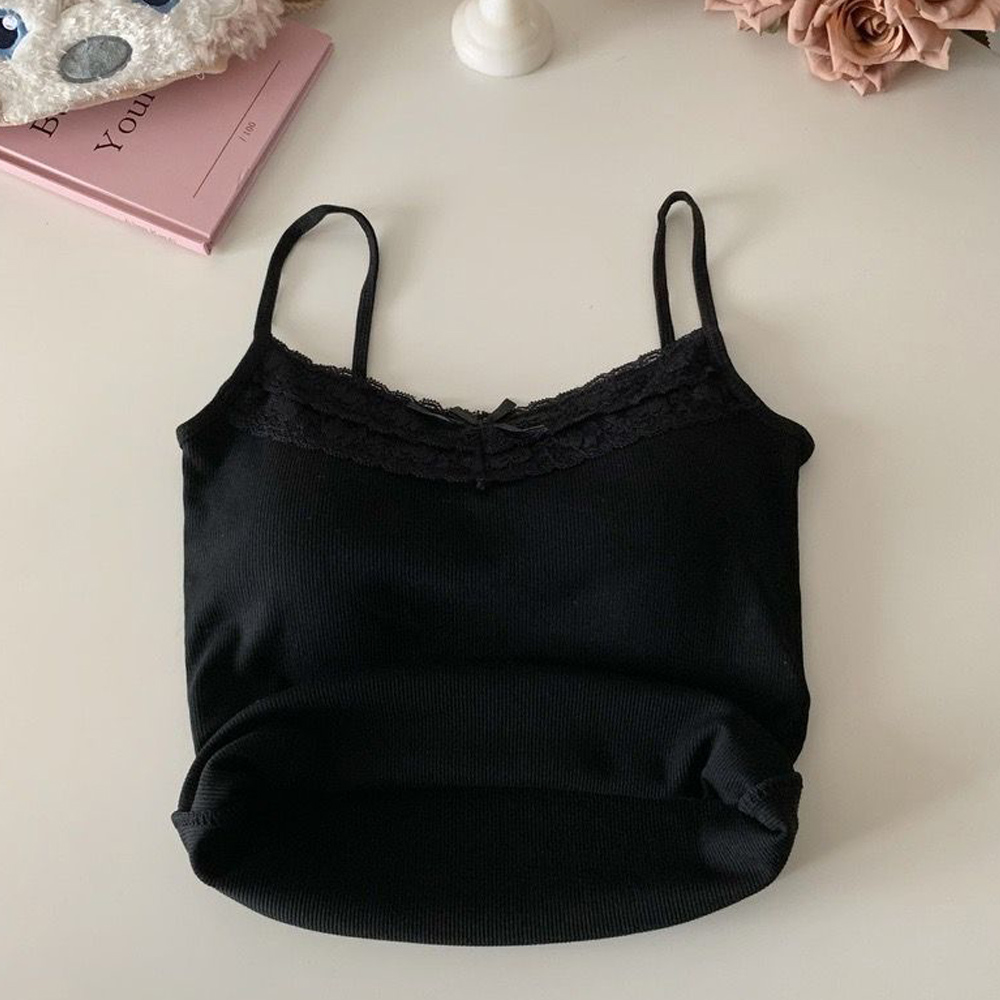 Women's Lace Trim Camisole with Built-in Bra Comfortable Summer Top - Picture 28 of 28
