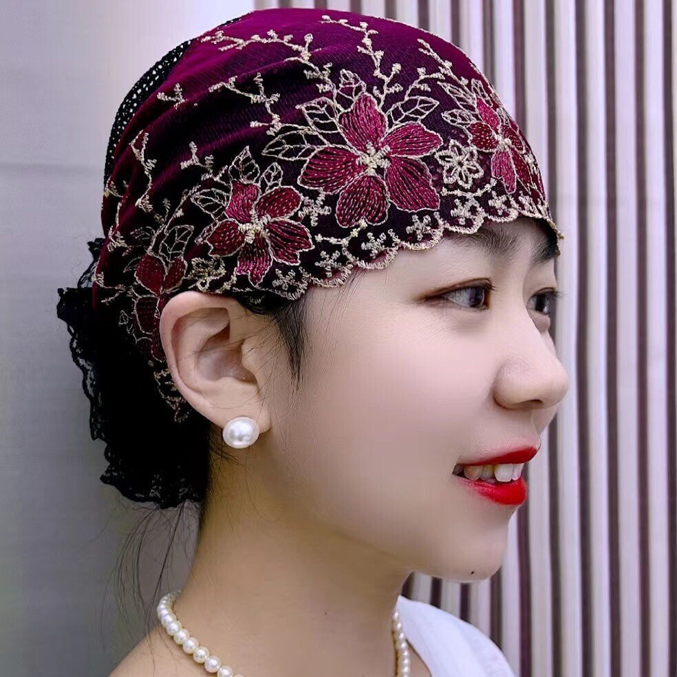 Sombreros de hiyab con flores para mujeres musulmanas cubierta envolvente gorras cáncer quimioterapia gorro islámico - Imagen 24 de 35