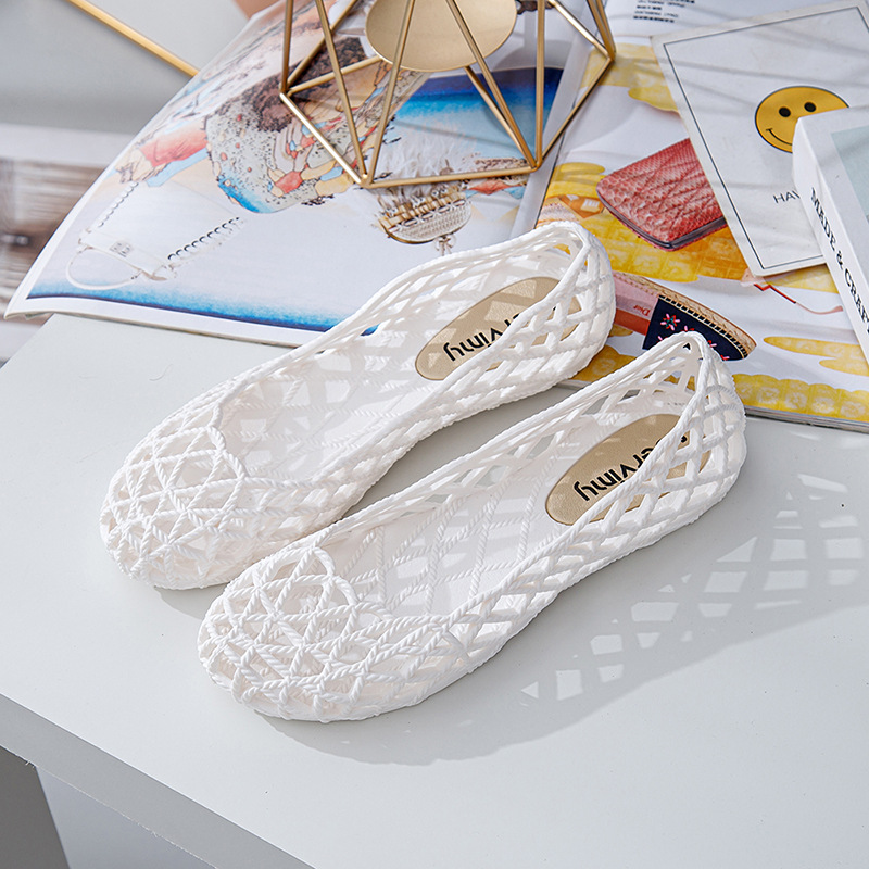 Summer Women Ladies Jelly Shoes Slip On Hollow Out Crystal Beach Flats Sandals - Picture 16 of 23