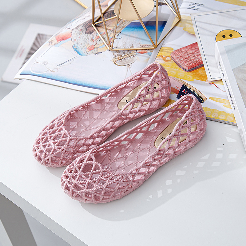 Summer Women Ladies Jelly Shoes Slip On Hollow Out Crystal Beach Flats Sandals - Picture 17 of 23