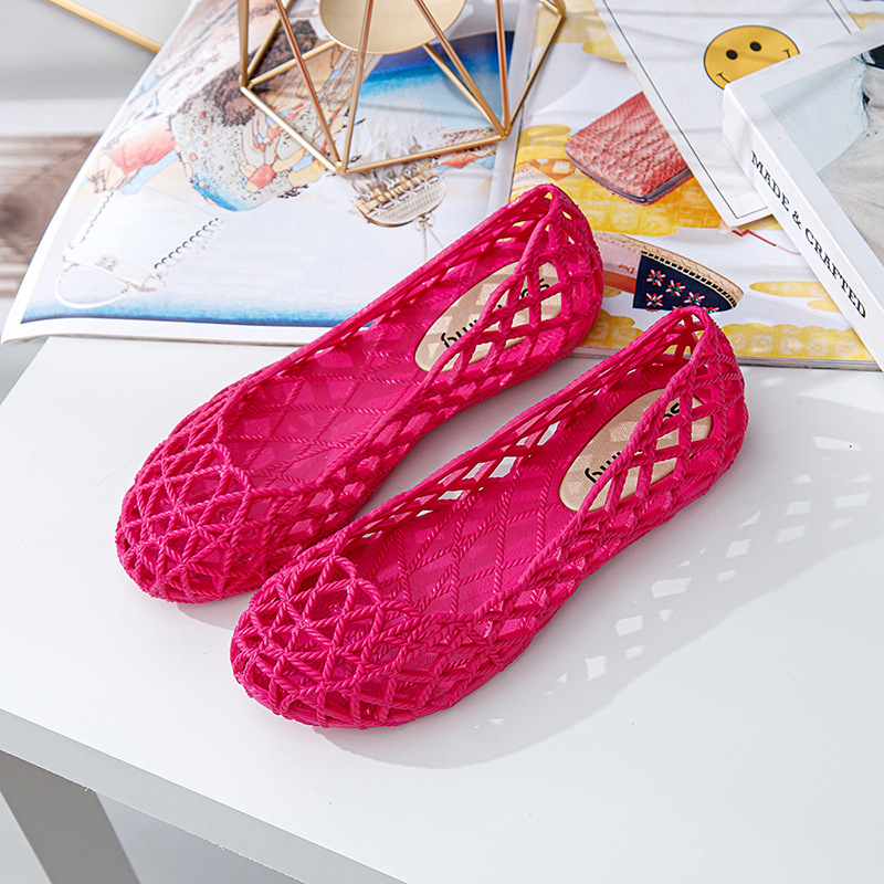 Summer Women Ladies Jelly Shoes Slip On Hollow Out Crystal Beach Flats Sandals - Picture 19 of 23
