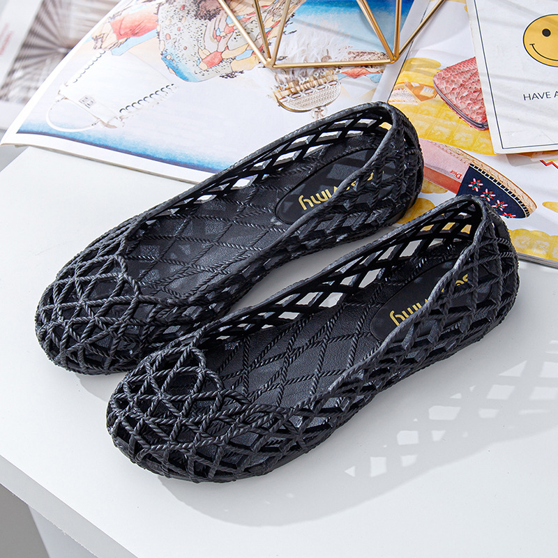 Summer Women Ladies Jelly Shoes Slip On Hollow Out Crystal Beach Flats Sandals - Picture 20 of 23