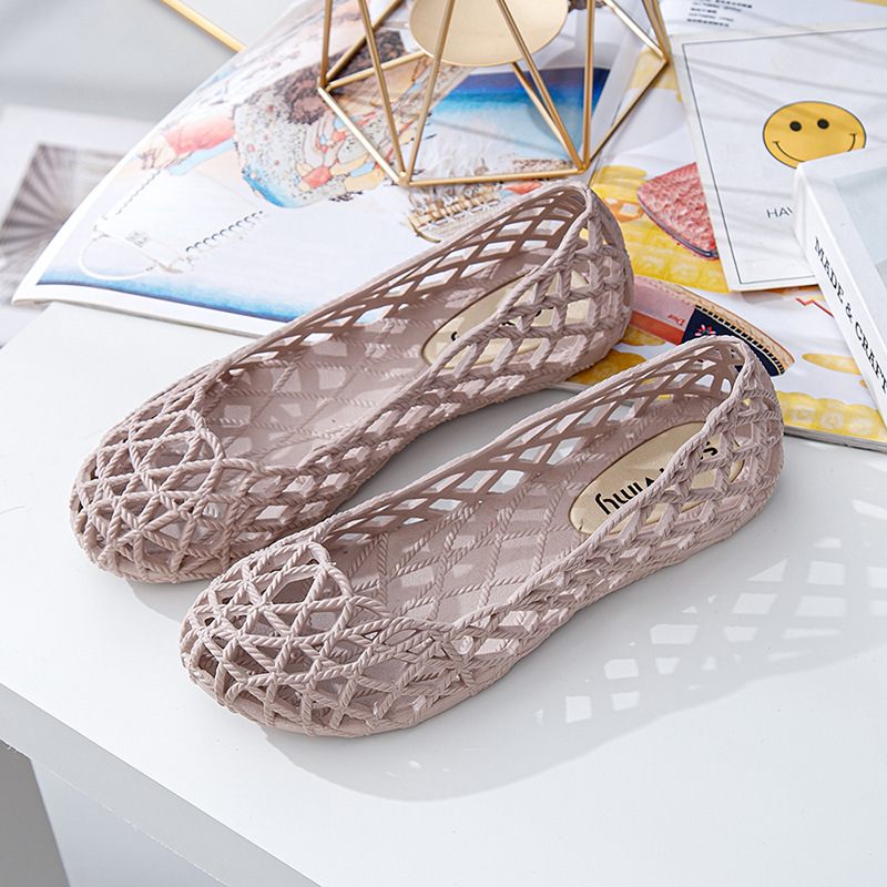 Summer Women Ladies Jelly Shoes Slip On Hollow Out Crystal Beach Flats Sandals - Picture 23 of 23