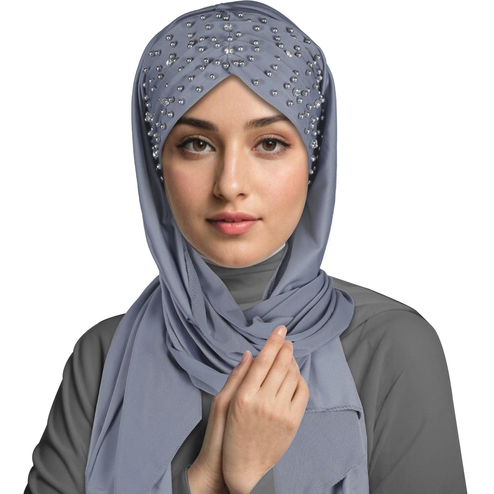 Mujeres musulmanas con cuentas hiyab bufanda envoltura cubierta para la cabeza pañuelo instantáneo chales estolas - Imagen 23 de 30