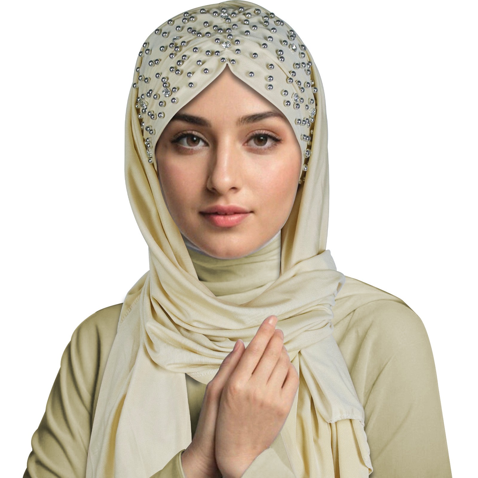 Mujeres musulmanas con cuentas hiyab bufanda envoltura cubierta para la cabeza pañuelo instantáneo chales estolas - Imagen 24 de 30