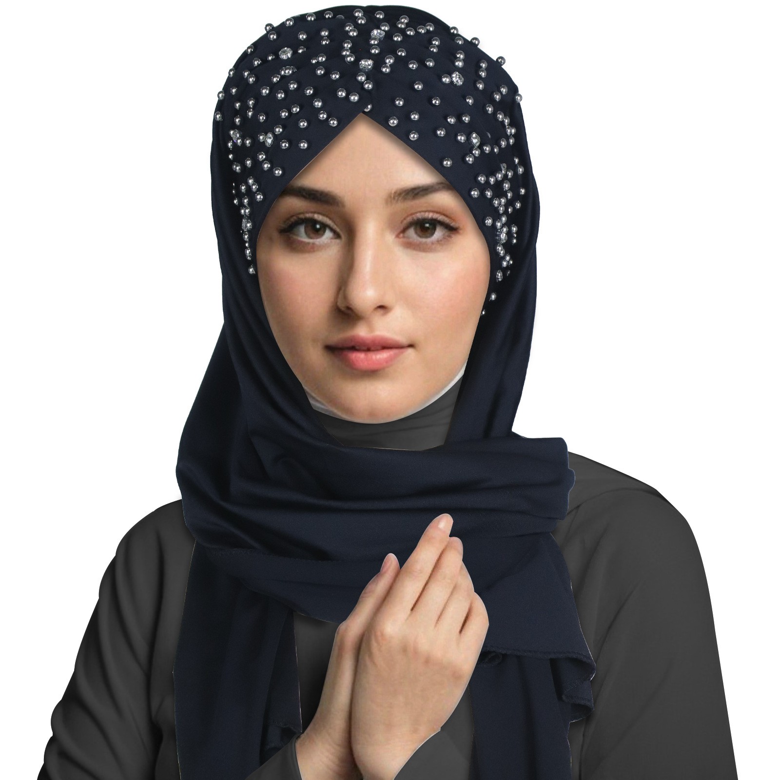 Mujeres musulmanas con cuentas hiyab bufanda envoltura cubierta para la cabeza pañuelo instantáneo chales estolas - Imagen 25 de 30