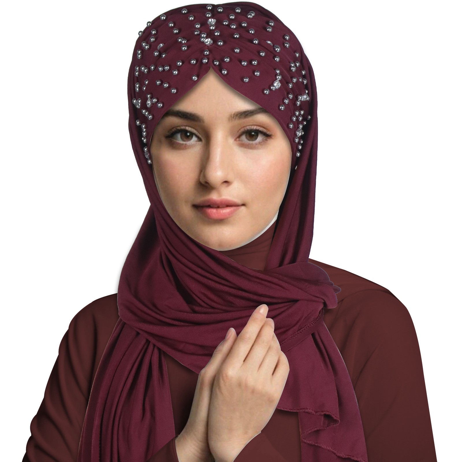 Mujeres musulmanas con cuentas hiyab bufanda envoltura cubierta para la cabeza pañuelo instantáneo chales estolas - Imagen 26 de 30