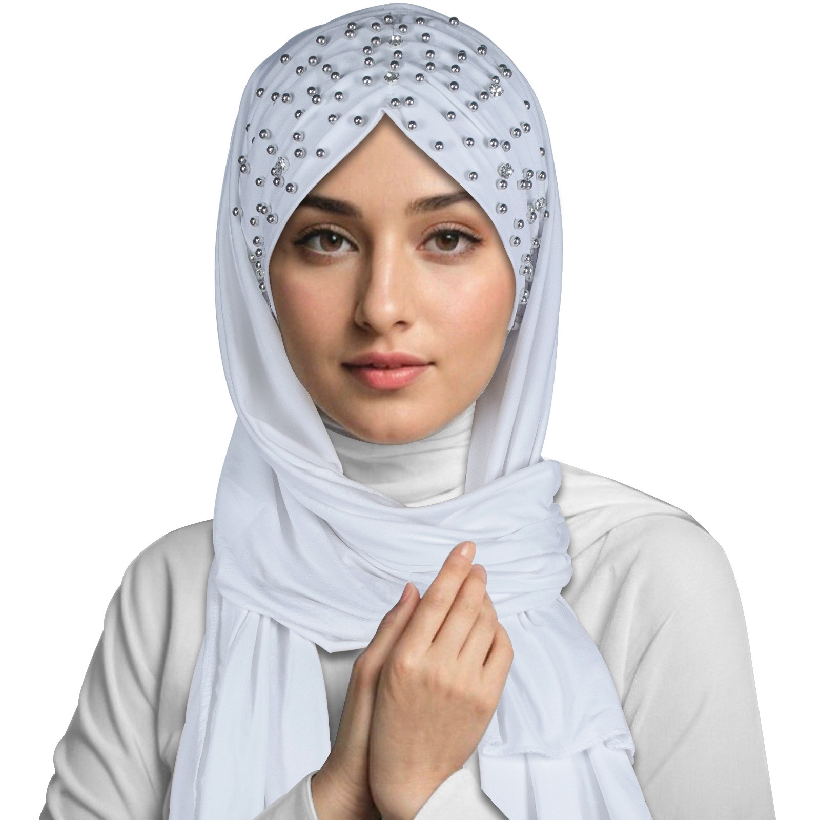 Mujeres musulmanas con cuentas hiyab bufanda envoltura cubierta para la cabeza pañuelo instantáneo chales estolas - Imagen 29 de 30