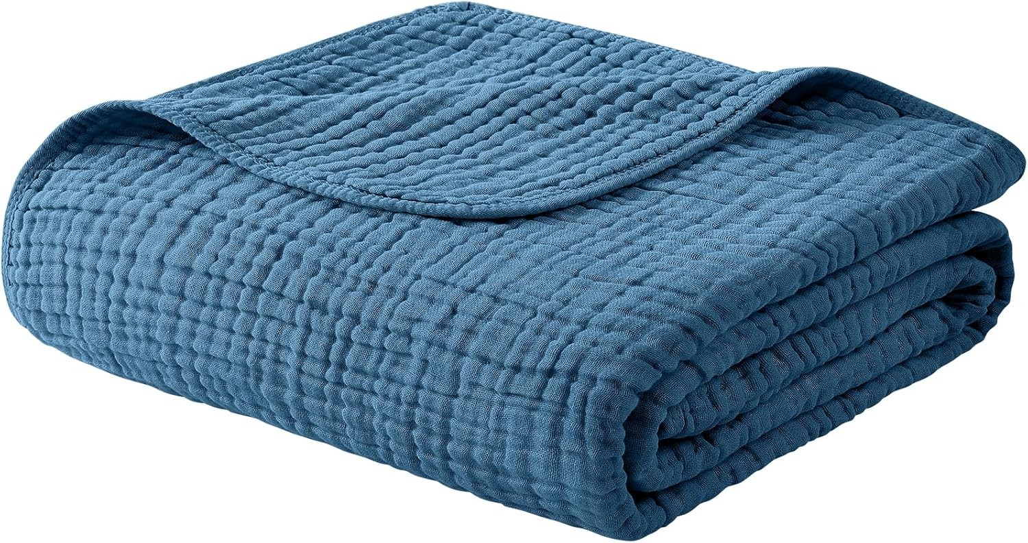 Organic Cotton Muslin Blanket Twin 60×80 Lightweight Breathable Summer Throw